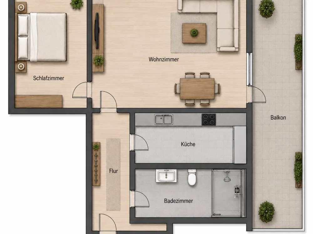 2,5Z Wohnung Nähe Königsallee mit Balkon