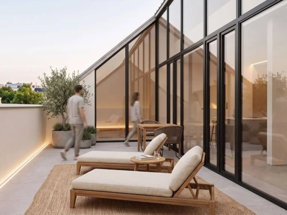 Above the Roofs of Südweststadt, Apartment with Roof Terrace and Gallery