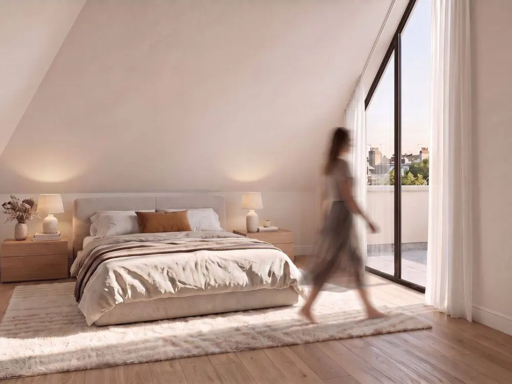 Above the Roofs of Südweststadt, Apartment with Roof Terrace and Gallery