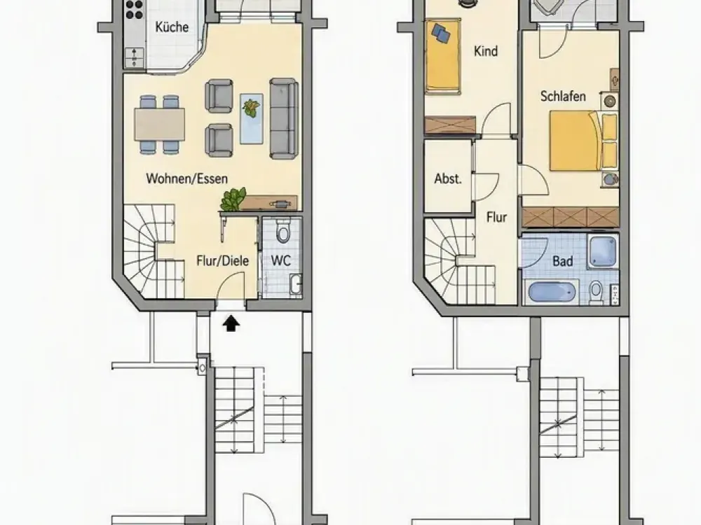Charming 3-Room Maisonette with Terrace, Garden Share & Private Carport