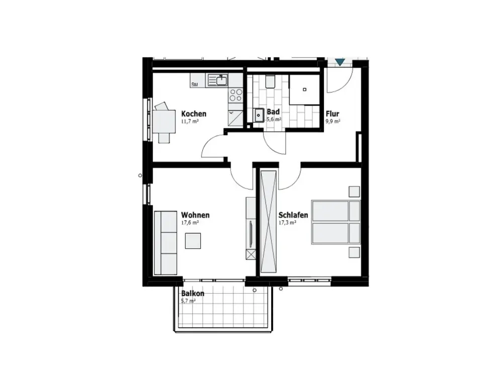 bezugsfertiger Neubau - 2-Zimmer-Whg. mit Balkon oder Terrasse - separate Küche