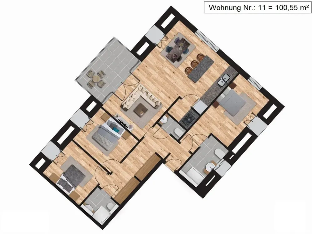 Neubau Dachgeschoss 4-Zimmer-Wohnung mit Balkon, 2,5 Bäder, QNG-Standard und Energieklasse A+!