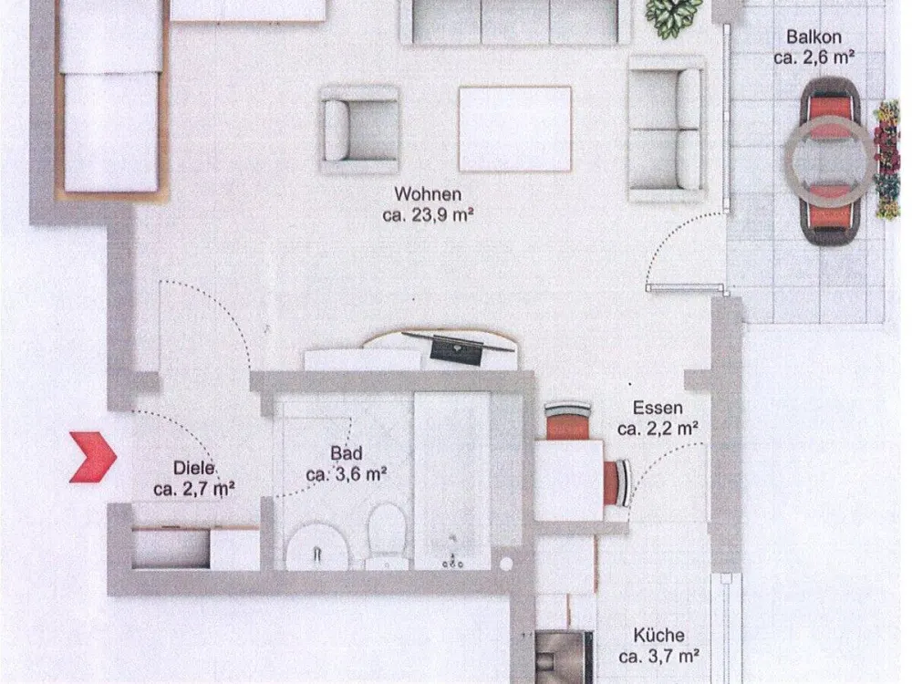 Findorff: Moderne, ruhige und helle 1 Zimmer Wohnung mit Balkon und Einbauküche
