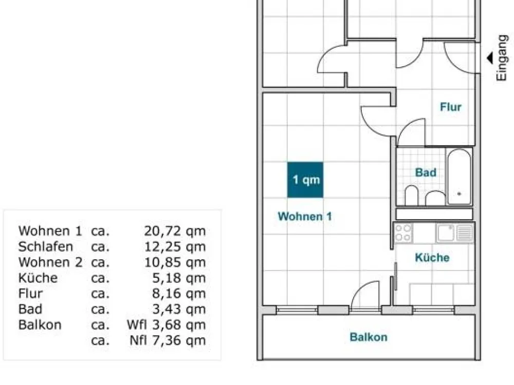 Praktische 3-Zimmer-Wohnung mit Balkon!