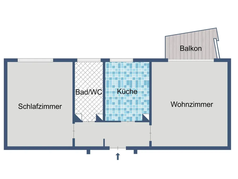 Kompakte 2 Zimmer Erdgeschosswohnung mit Balkon