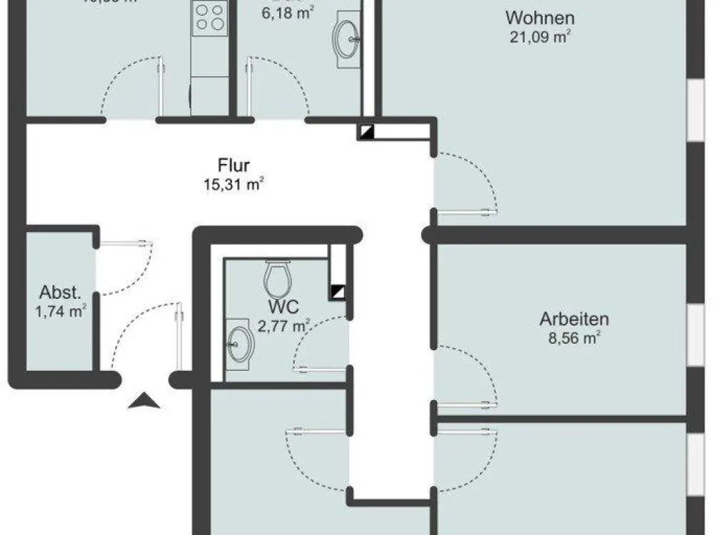 Helle Wohnung im Grünen mit Aufzug, EBK, zwei Bädern u. Balkonen