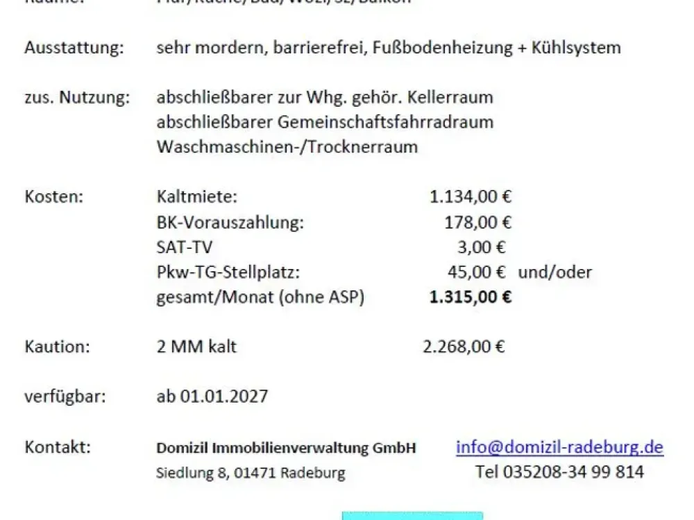 2-Room Apartment (81 m²) / Raised Ground Floor with Balcony - Radeburg, Dresdner Umland