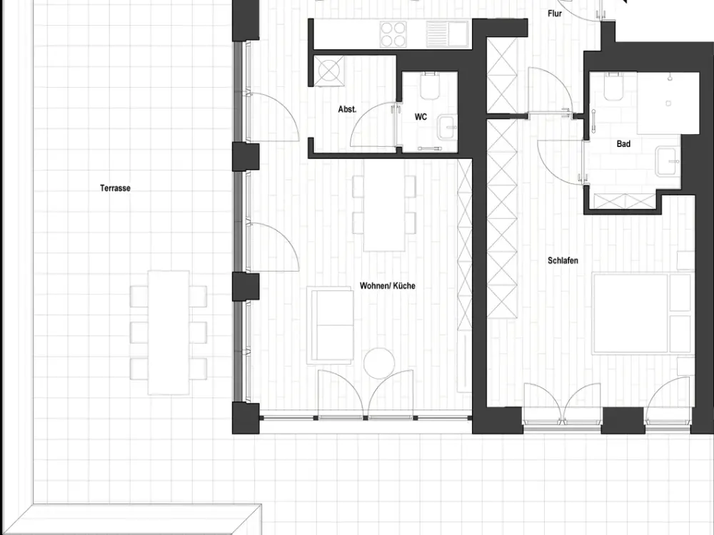 Saniertes 2-Zimmer Penthouse mit freiem Stadtblick (WE 1.65) | mit EBK und Dachterrasse!!