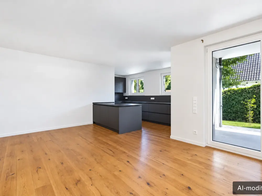 Urban living, thriving in greenery, modern ground-floor apartment with garden