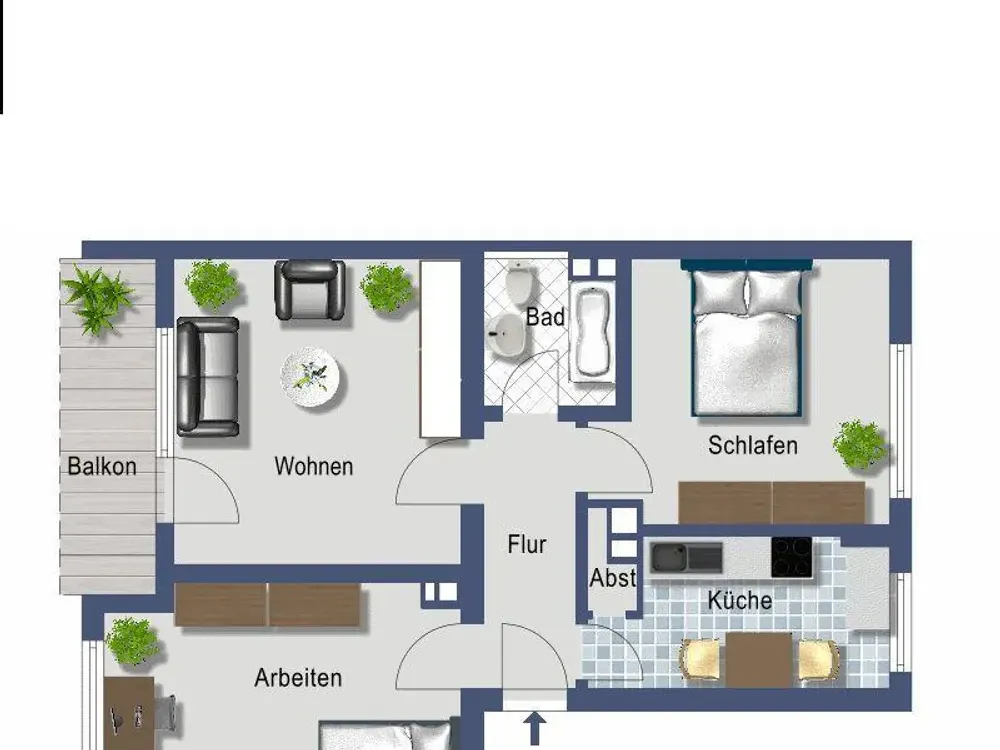 2-Zimmer-Dachgeschosswohnung mit Balkon & EBK & Garten