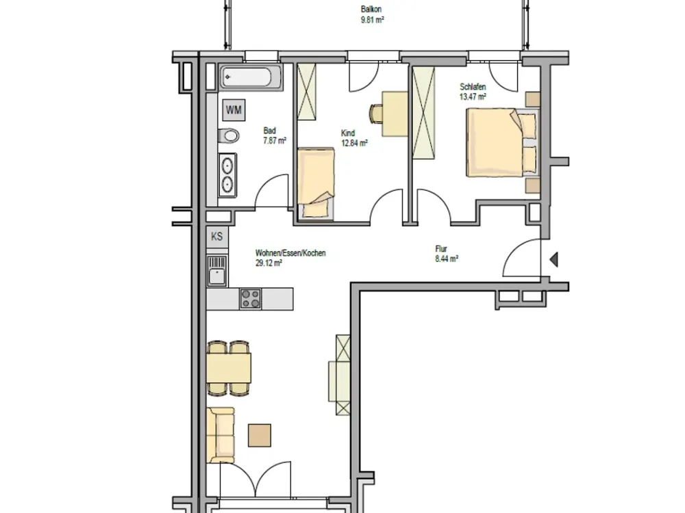 Helle Wohnung mit 2 Balkonen & Tageslichtbad im Quartier „Seven Houses“, Provisionsfrei zum 01.10.