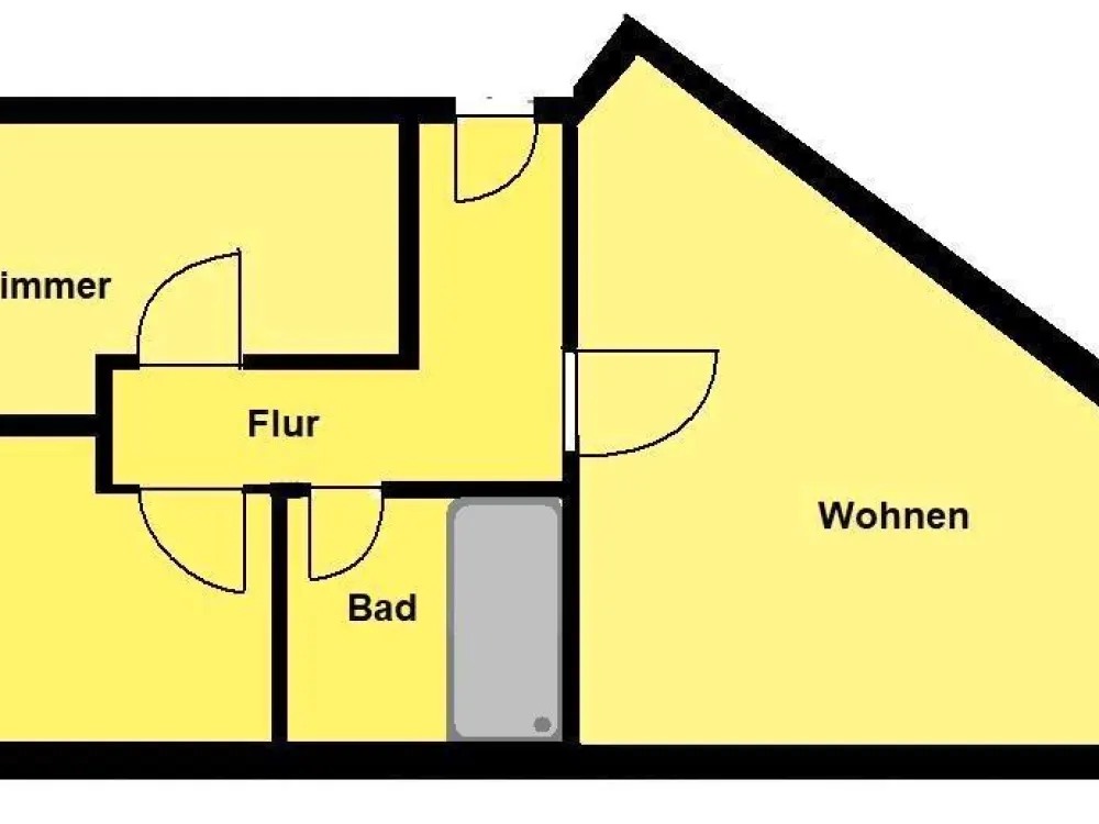 2-Zimmer mit Balkon & Blick ins Grüne, Bad mit Wanne
