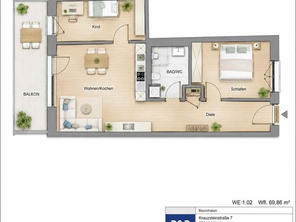 *Charmante Neubau Wohnung * 3-Zimmer mit Balkon und Einbauküche und Stellplatz - WE 2.10