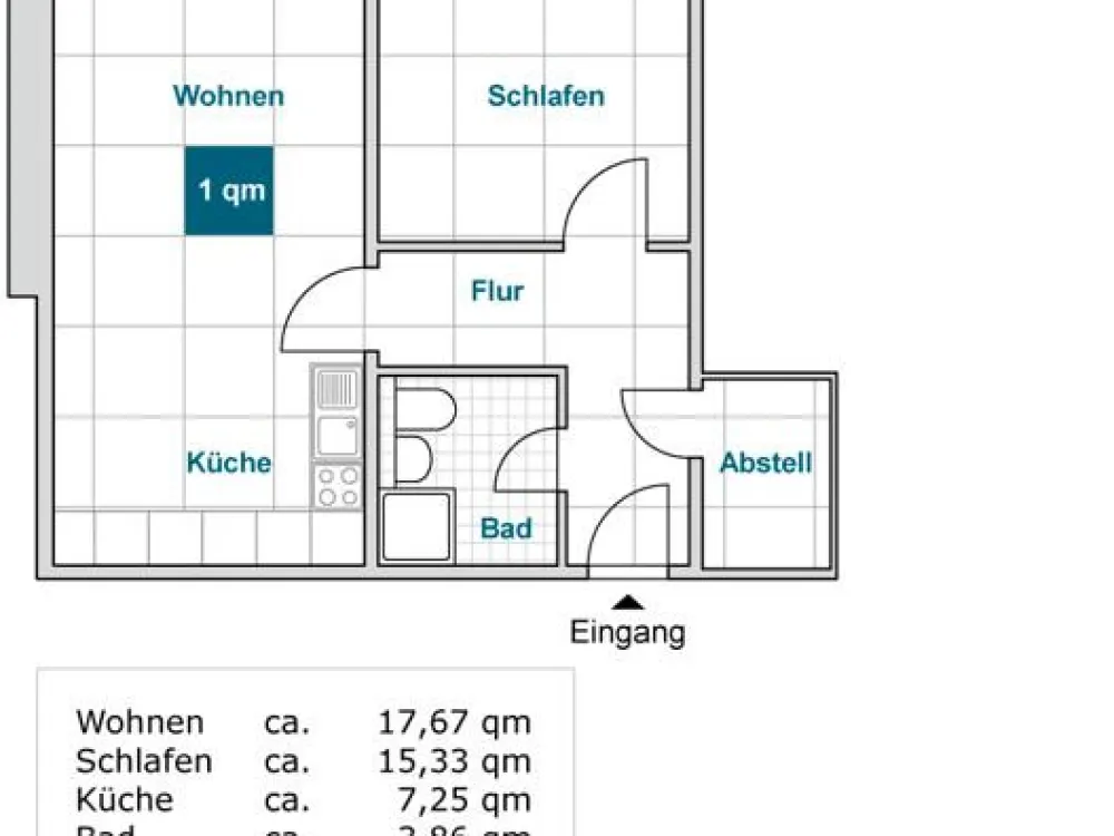 Comfortable Living in this Practical 2-Room Apartment with Balcony and Open Kitchen
