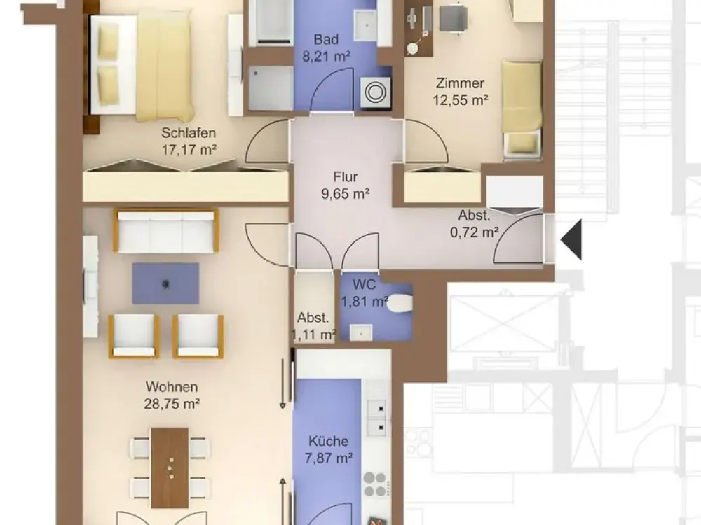 Wohnen am Westhafen: Helle 3-Zimmer-Wohnung mit Balkon & Loggia