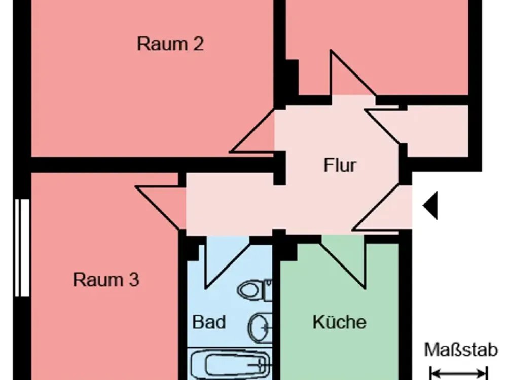 3-Zimmer-Wohnung in Kamen Methler - Balkon - Bad mit Dusche und Fenster