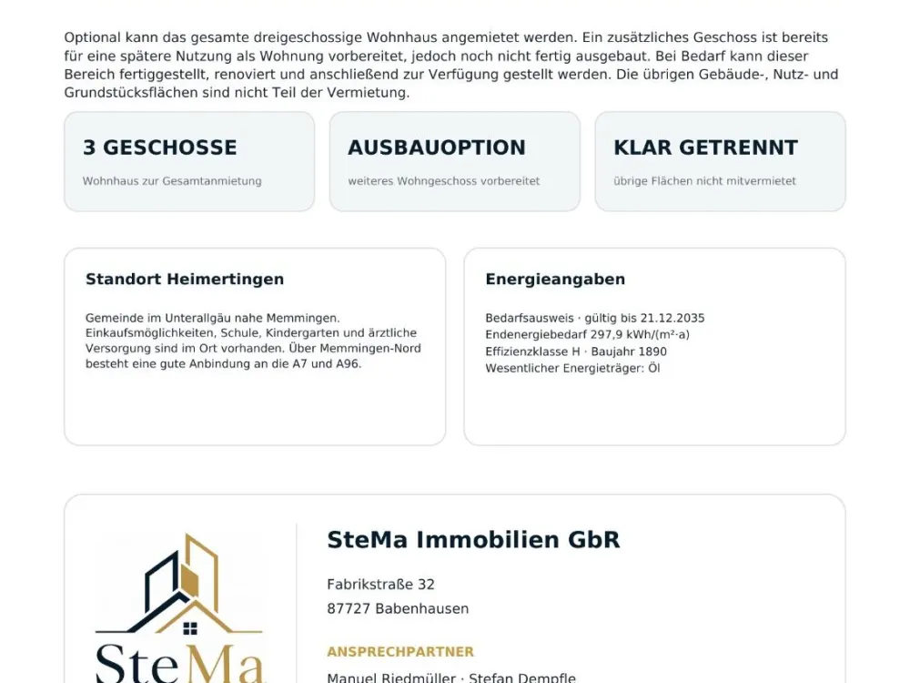 Mietwohnung/Monteurwohnung in Heimertingen