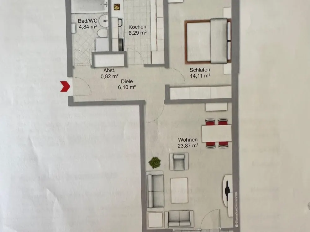 2-Room Rental Apartment Stein 850€ Cold Rent 150€ Additional Costs