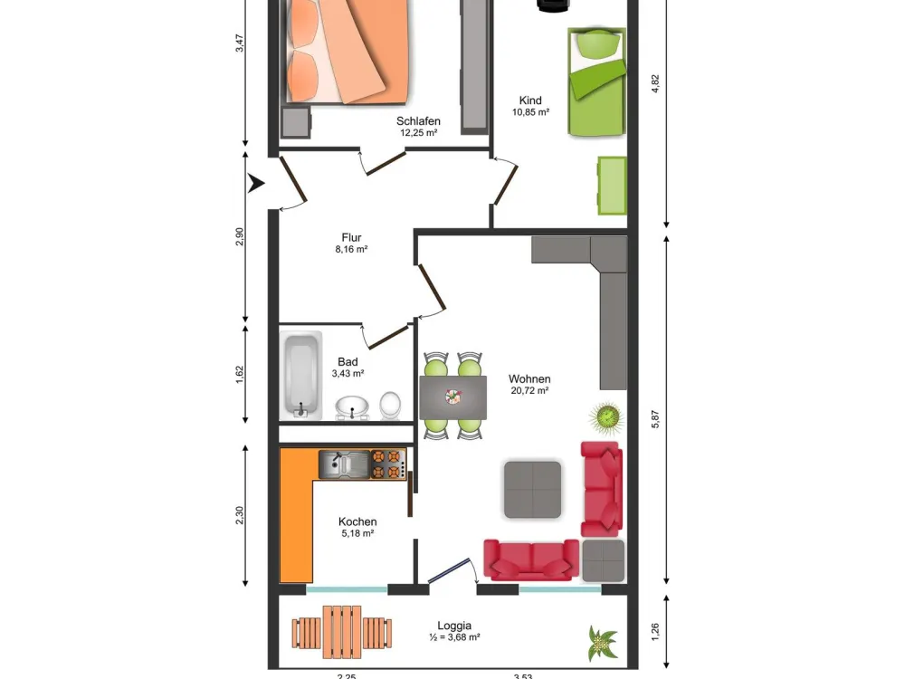 3-Raum-Wohnung mit Balkon