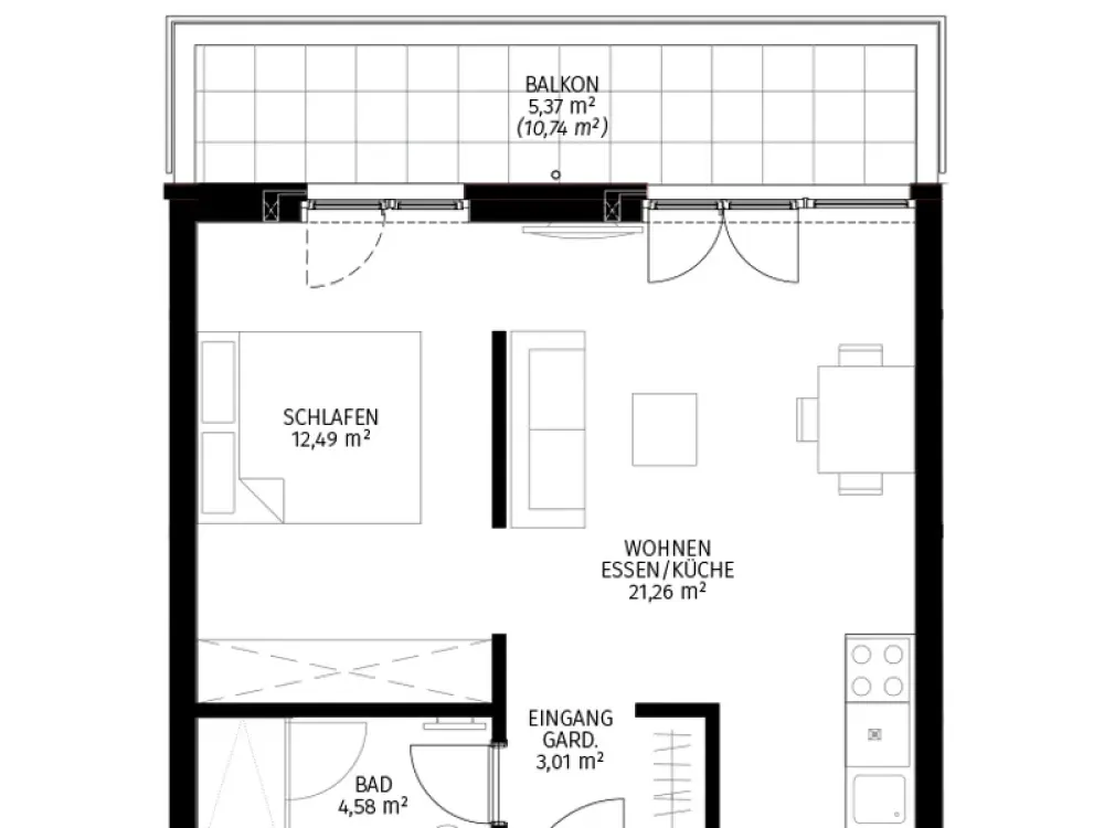 Elegante Designwohnung mit großem Balkon, Einbauküche und tollem Ambiente!
