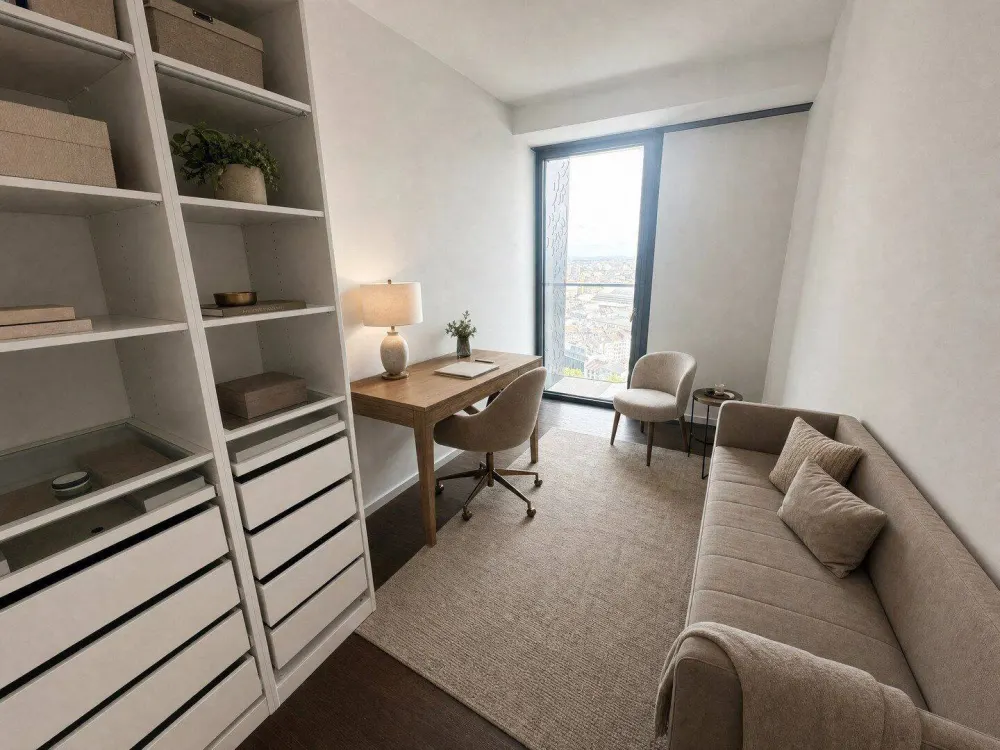 Skyline Living voll möblierte 4-Zimmer-Residenz mit Balkon, Concierge & Stellplatz