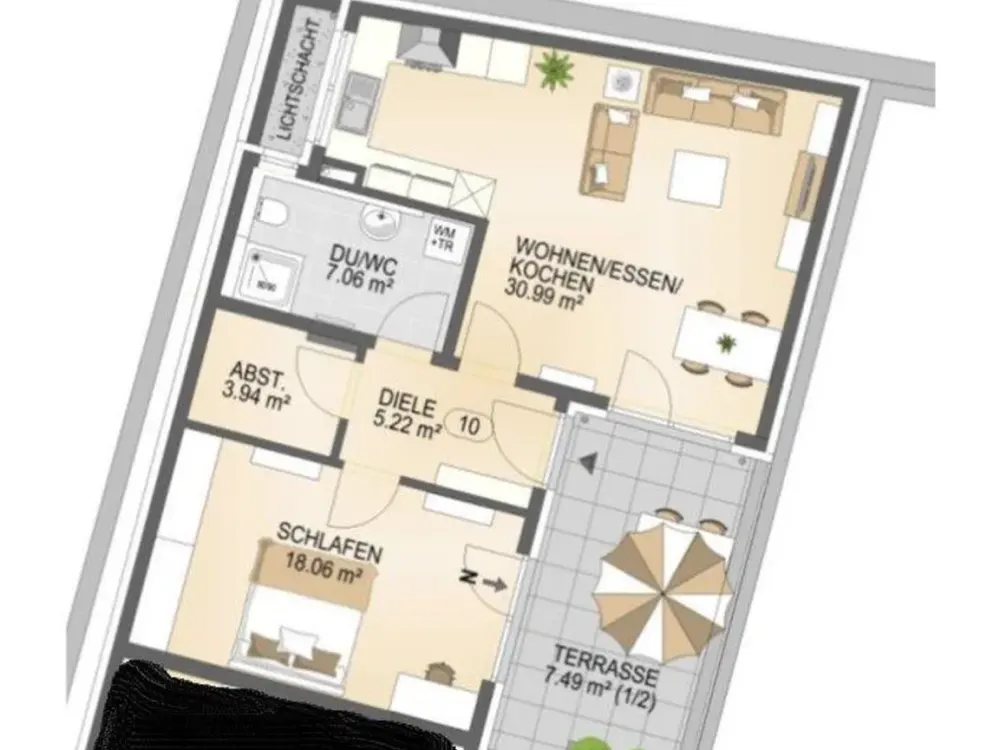 Möblierte 2 Zimmer-Wohnung mit EBK, Abstellraum, Kellerabteil und Stellplatz in Karlsruhe-Zentrum