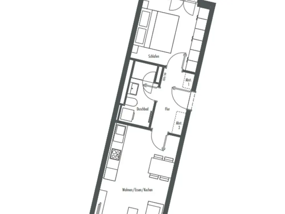 2-Zimmer-Neubauwohnung (47,77 m²) mit Südbalkon & Parkblick, Erstbezug in Feldmoching