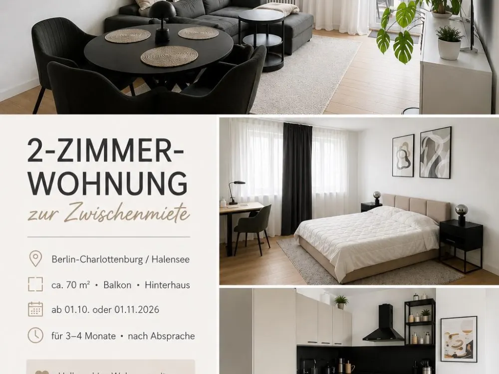 Zur Zwischenmiete: 2-Zimmer Wohnung Charlottenburg/Halensee