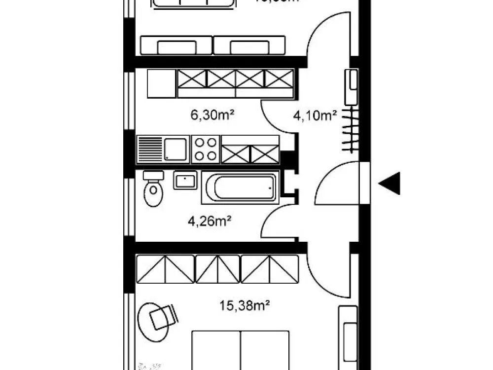 Gut geschnittene 2-Zimmer-Wohnung mit Tageslichtbad
