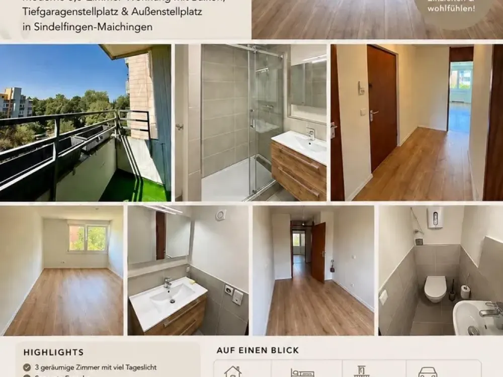 Exposé, Modernisierte 3,5-Zimmer-Wohnung mit Balkon und Tiefgaragenstellplatz in Maichingen