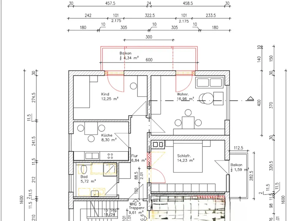 Moderne, ruhige 3 Zimmer Wohnung fußläufig zur U-Bahn mit 2 Balkonen