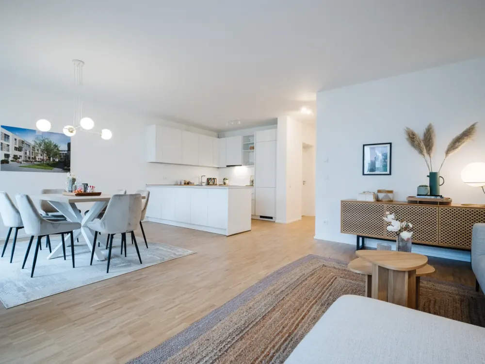Hochwertige 3-Zimmer-Wohnung mit Balkon & EBK, Parkett & Fußbodenheizung