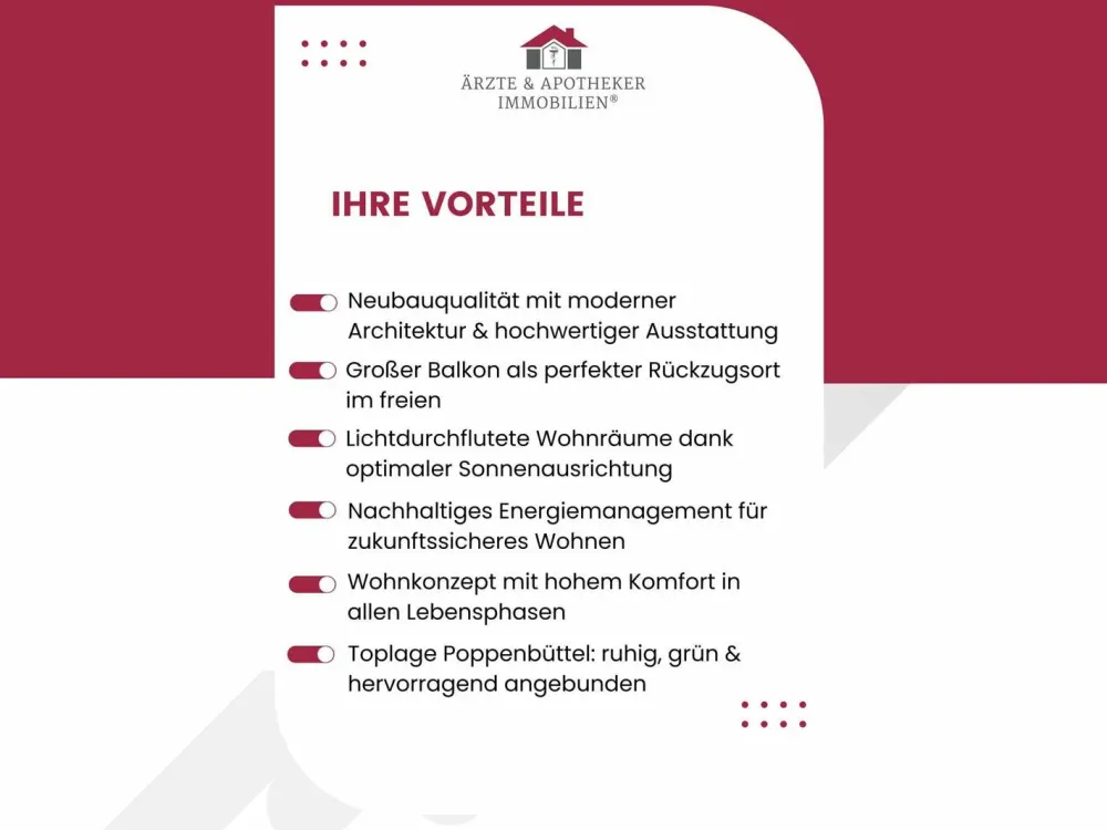 Exklusive Neubau-Dachgeschosswohnung mit Balkon in Toplage von Poppenbüttel