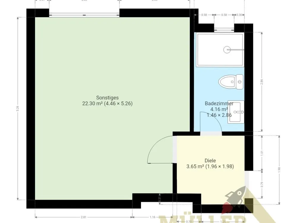 Kleine Citywohnung im 2.OG im Herzen von Saarlouis mit Wohnküche und Bad auf 32 m² Wohnfläche