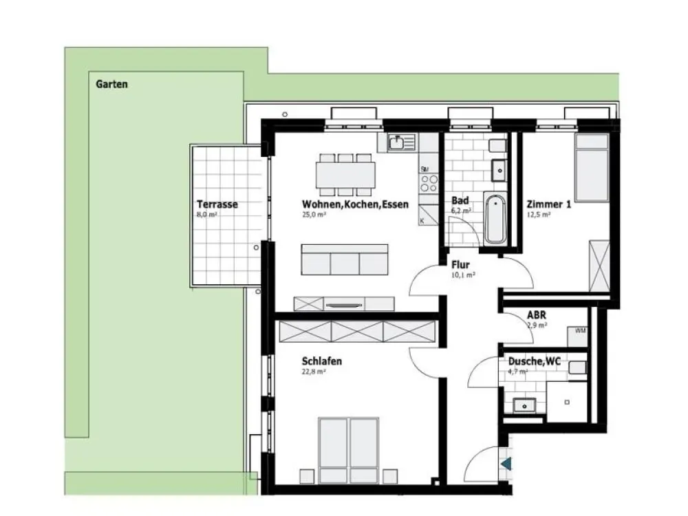 bezugsfertiger Neubau - 2-Zimmer-OG. Wohnung mit Balkon, ebenerdig