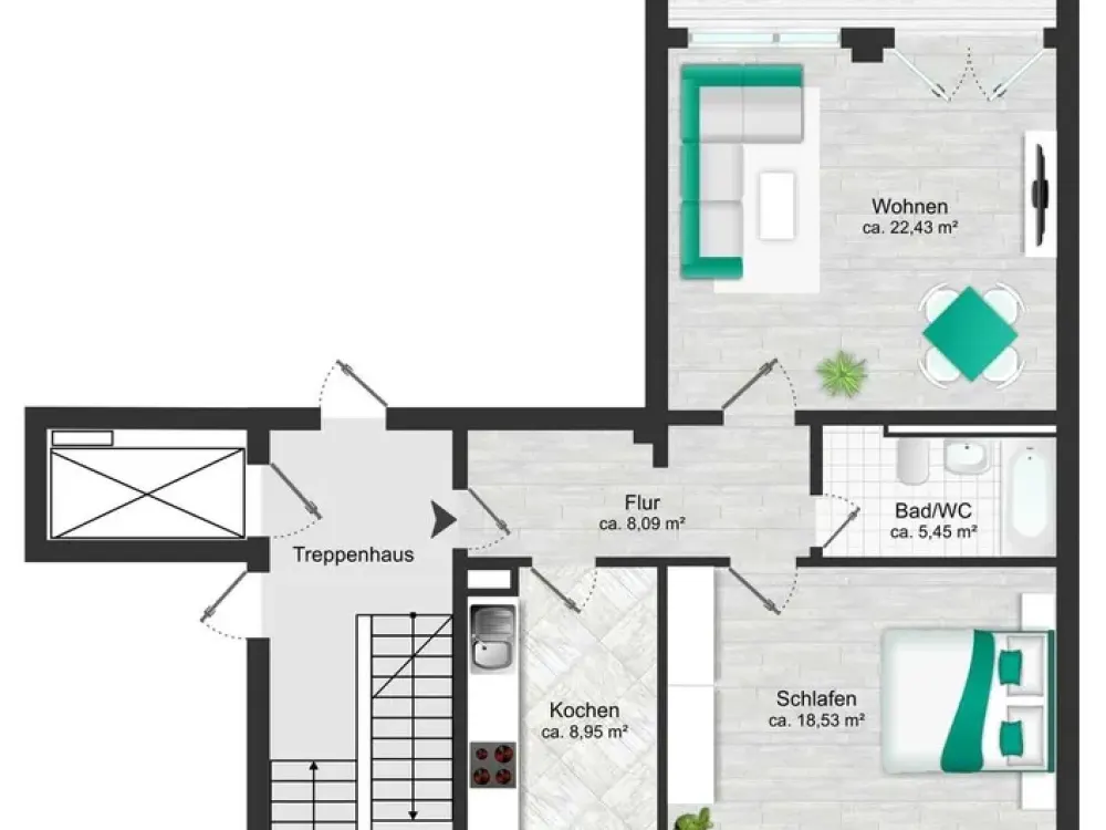 Modernisierte, schicke 2-Zimmer-Wohnung in Ramersdorf