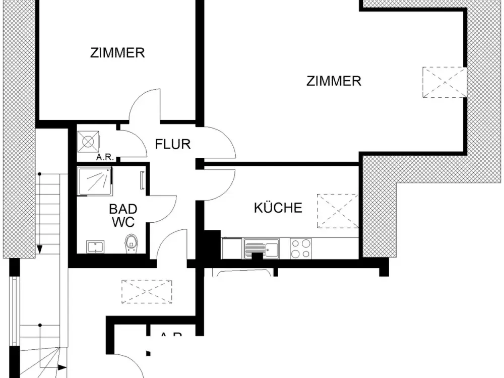 modernisierte 2 Zimmer Wohnung am Kipper