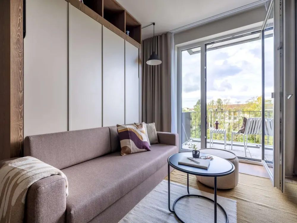Möbliertes Studio Medium mit Gemeinschaftsflächen: Padelplatz, Fitness, Dachterrasse & mehr