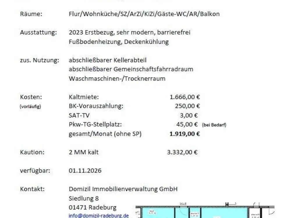 Großzügige 4-Raumwohnung mit Balkon, Gäste-WC, Abstellraum (119 m²) in Radeburg