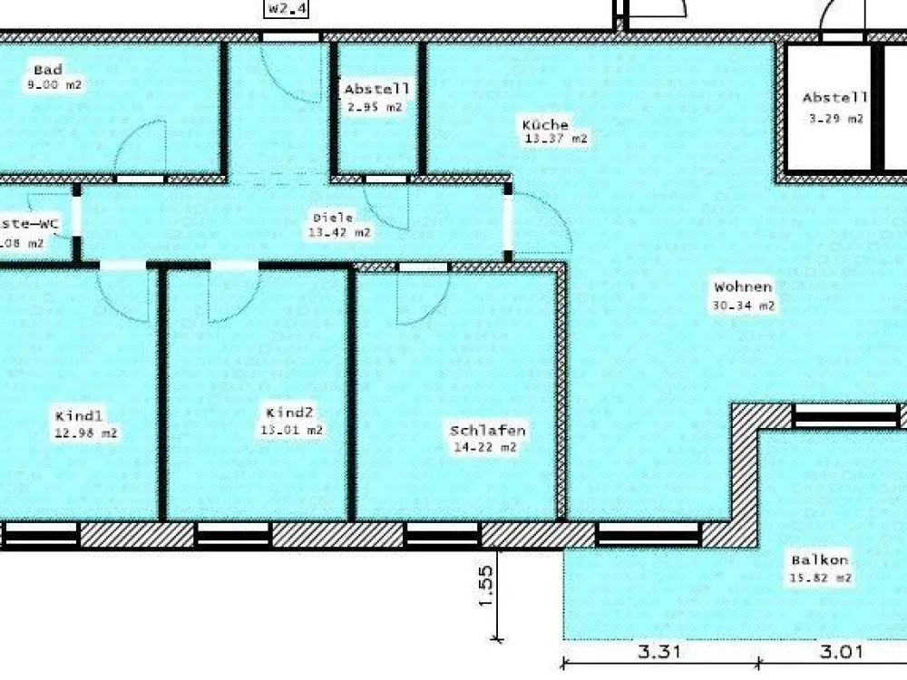 Großzügige 4-Raumwohnung mit Balkon, Gäste-WC, Abstellraum (119 m²) in Radeburg