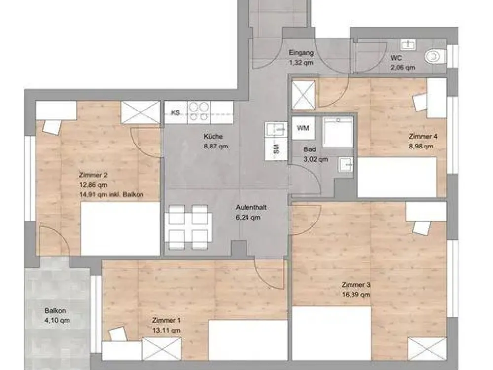 MUC-Bogenhausen: Furnished Shared Flat Room (16 m²) in Modernized 4-Person Flatshare