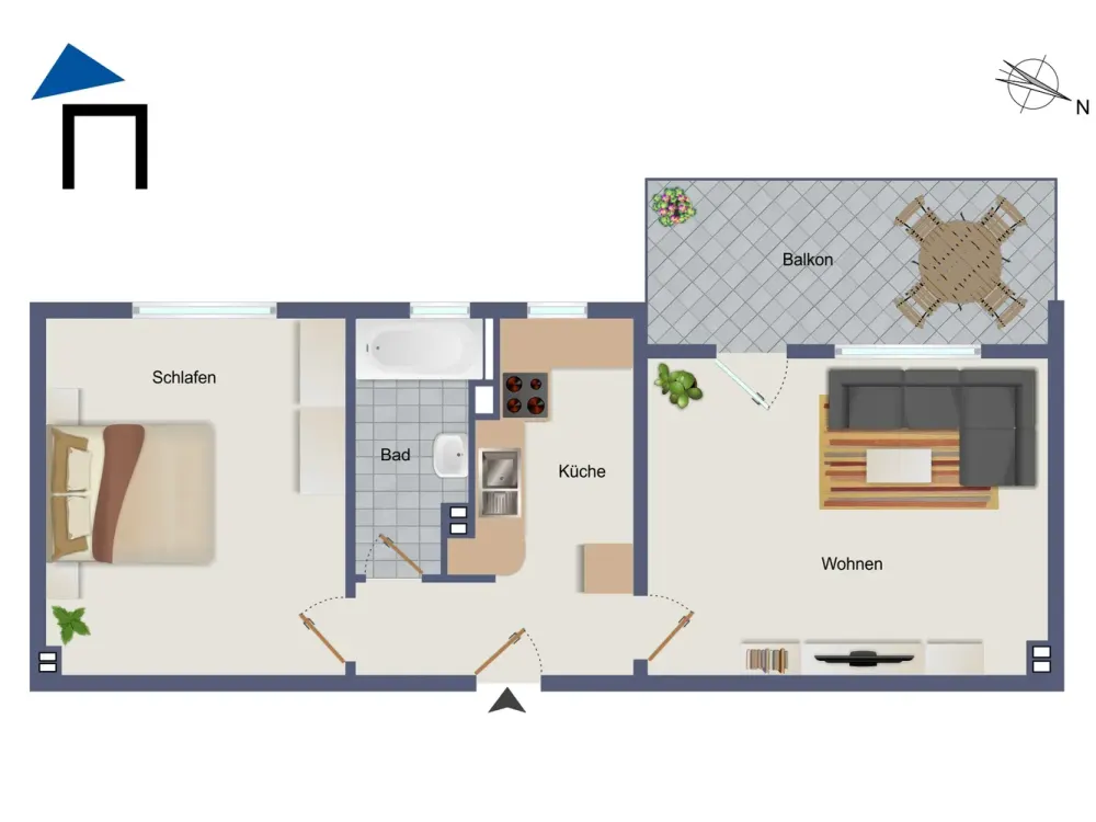 Schöne 2 Zimmer Dachgeschoss-Wohnung