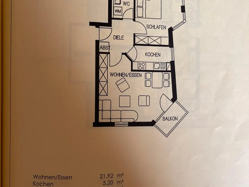 2 Zi Wohnung mit Balkon in Cotta