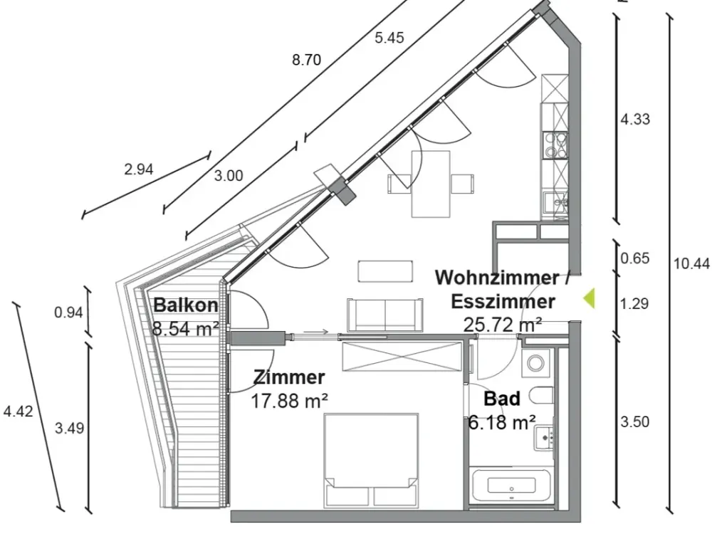 Sehr helle 2 Zimmer Wohnung mit ca. 54m², EBK und Balkon in Berlin-Mitte!