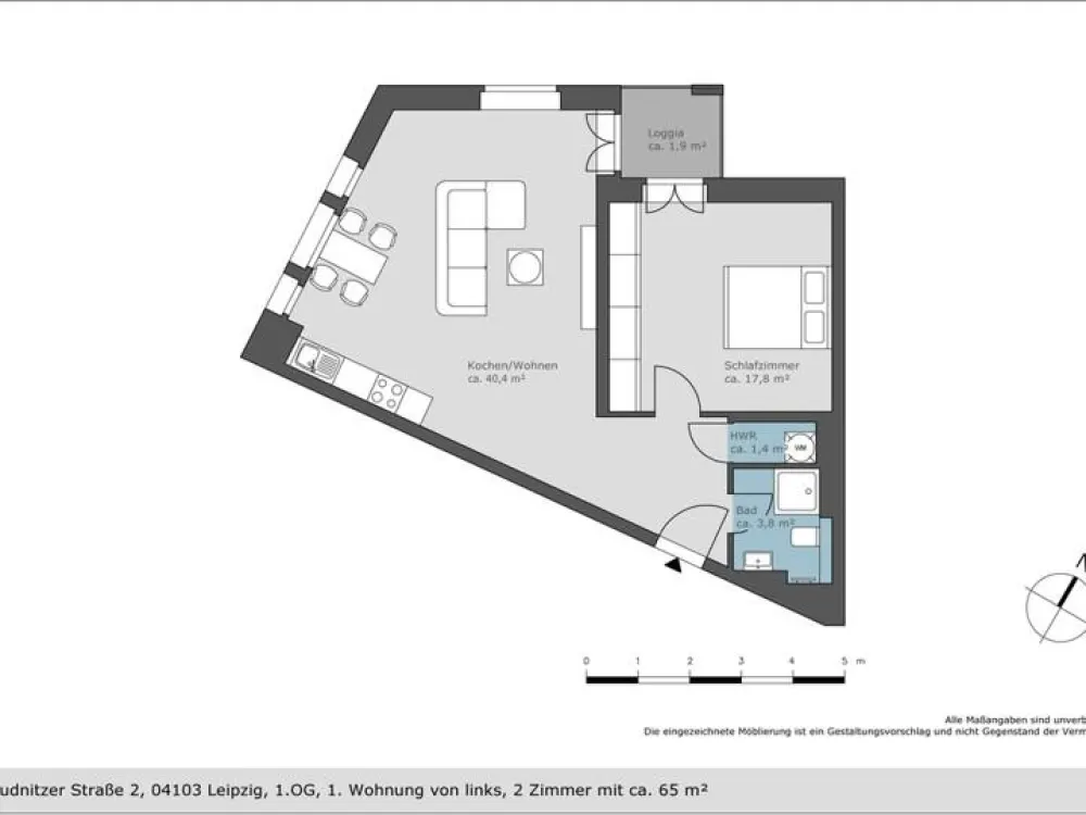 Erstbezug in Citynaher Wohnlage - 2 Zimmer Wohnung mit Balkon und großen Wohnzimmer
