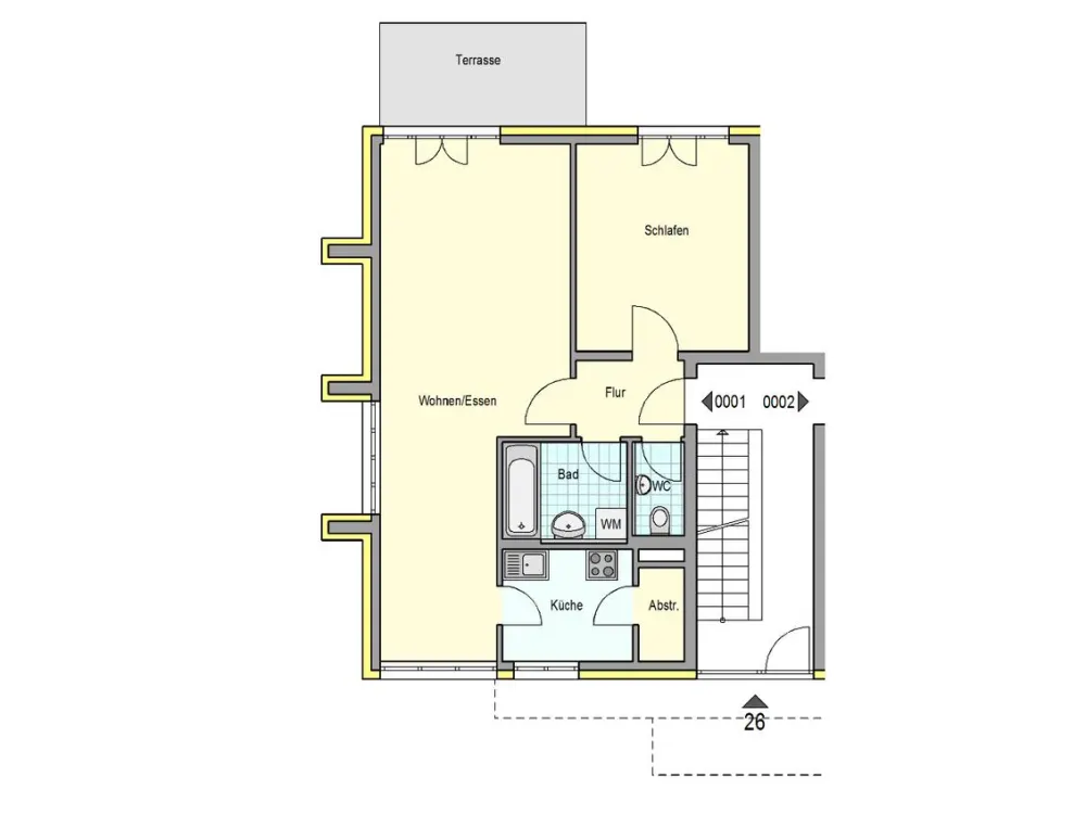 Helle 2-Zimmer-Wohnung mit Terrasse in ruhiger Lage!