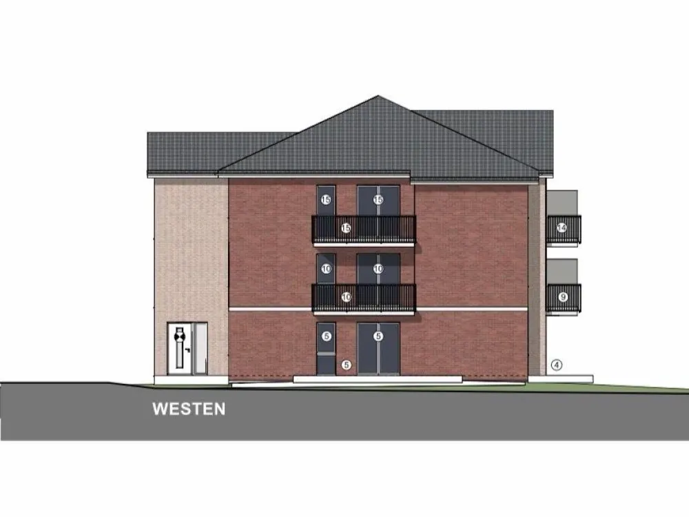 Wohnung 15, Moderne 2-Zimmer-Dachgeschosswohnung mit Balkon, Einbauküche, Aufzug und barrierefreiem Zugang