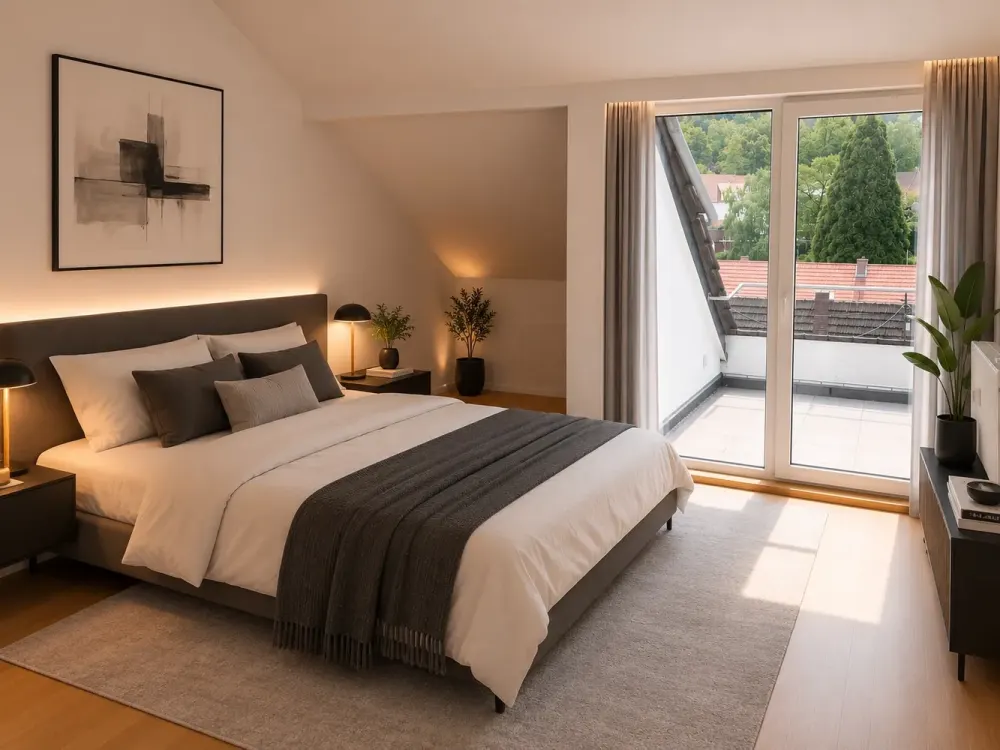 Bright Attic Apartment with Spacious Loggia and Open Living Area