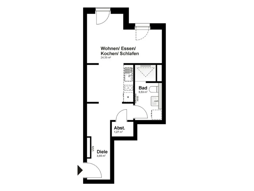 Exklusives, helles Studio-Apartment mit EBK im Frankfurter Ostend