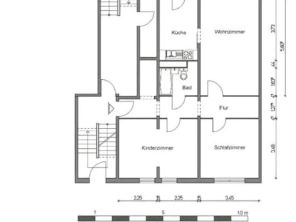Große 3-Raumwohnung mit Einbauküche